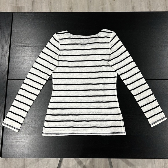 Express White Lace Striped Long Sleeve Top - L - Picture 4 of 10